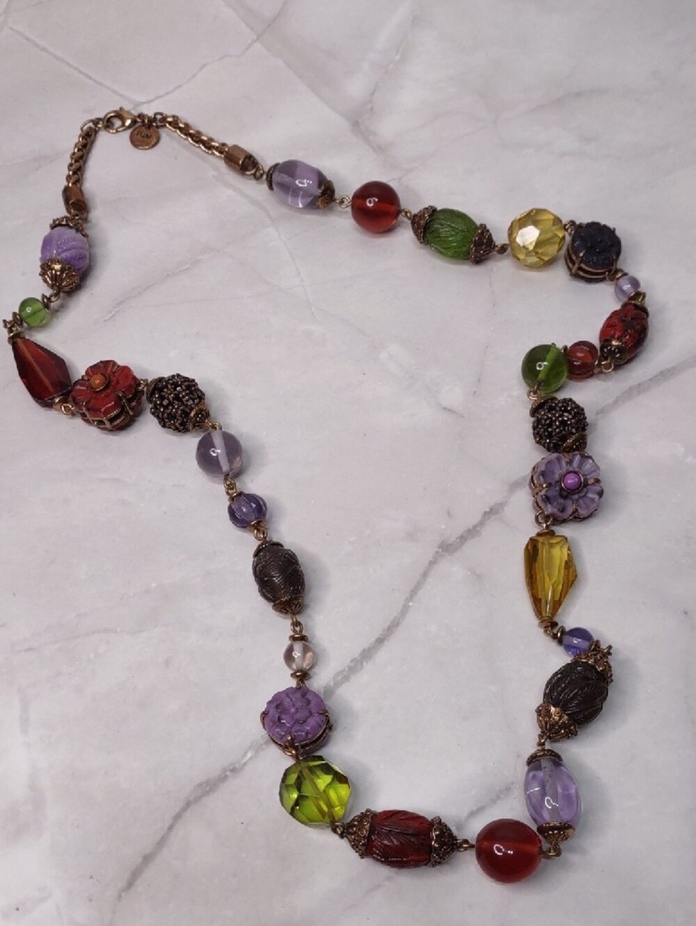 PJM Carved Acrylic Bead Necklace
